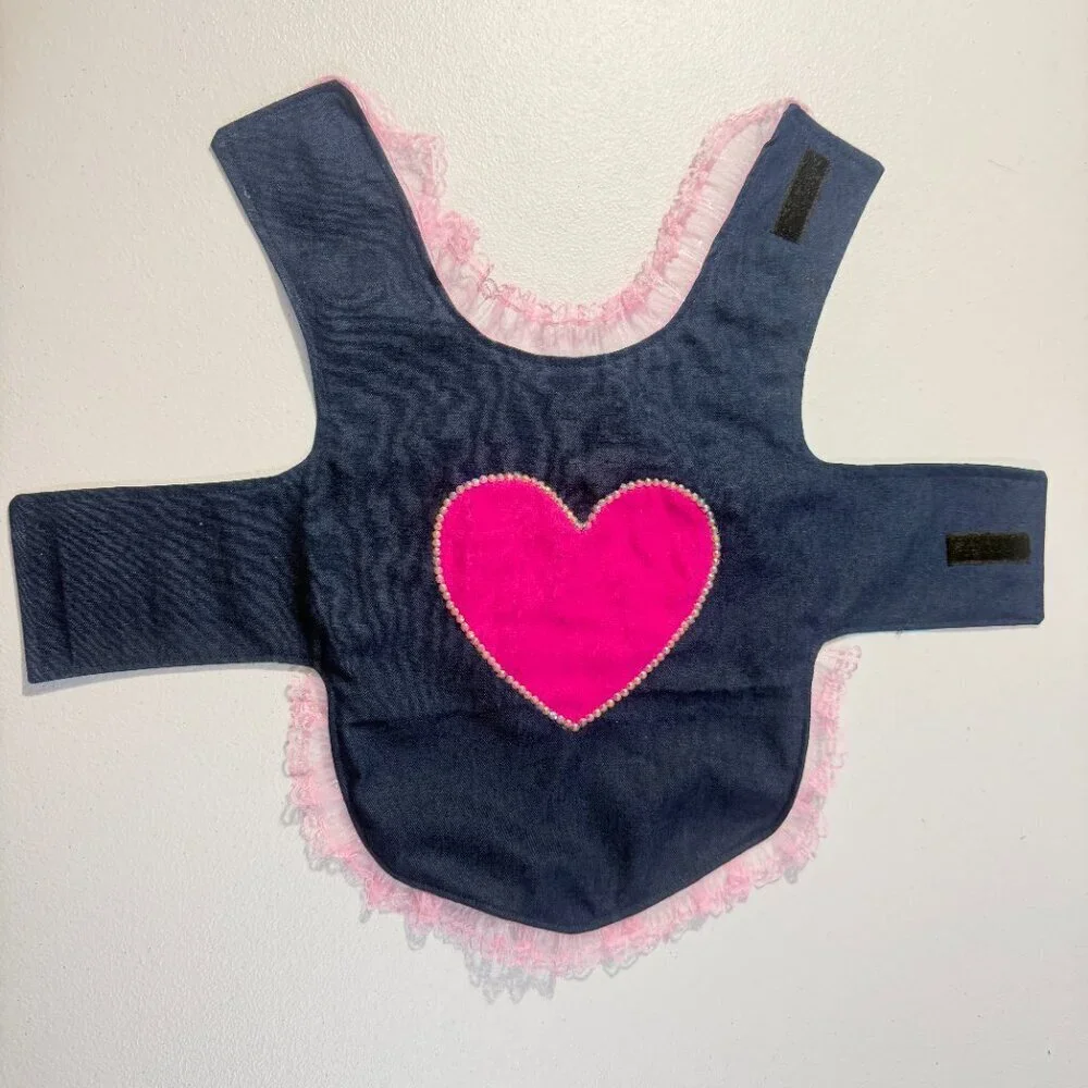 Dog Dress with Pink Heart Cute Puppy Vest Luxury Pet Outfit Valentines Day M